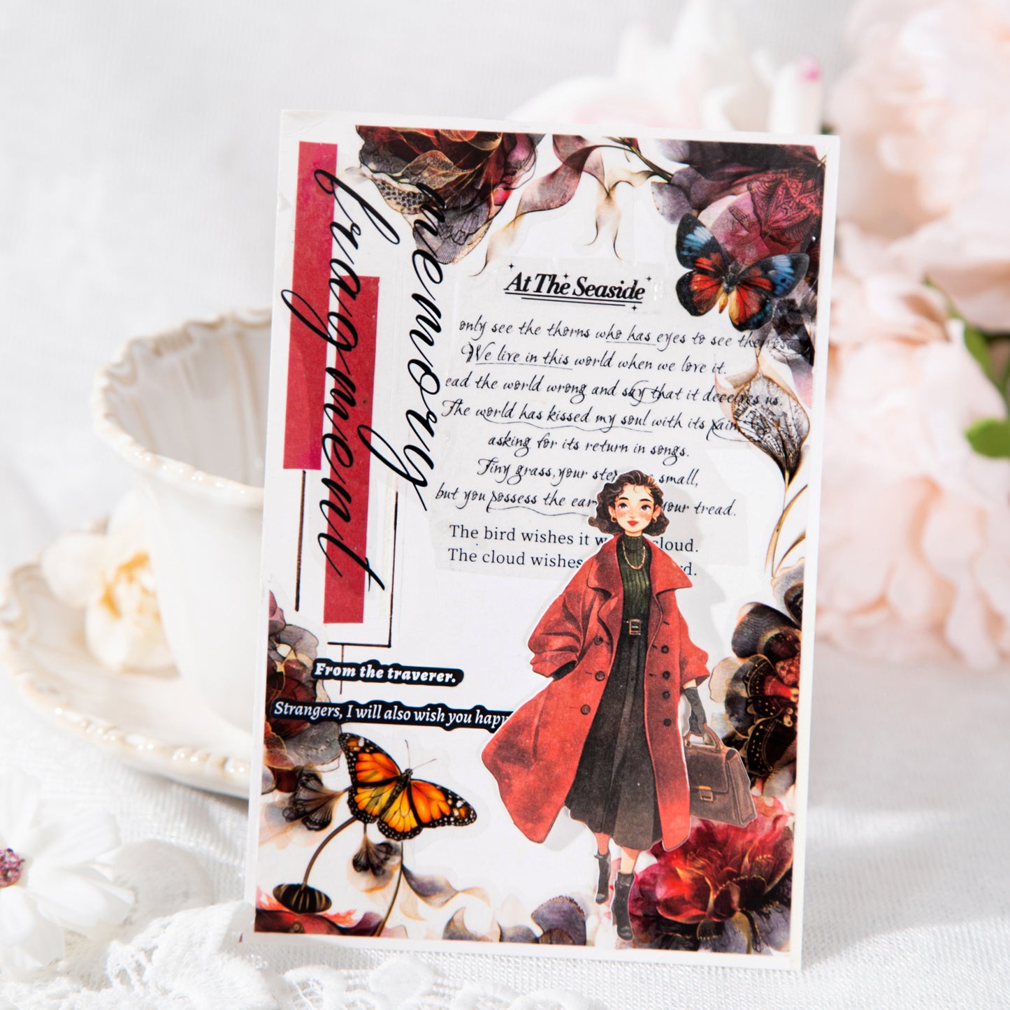 Floating Flower Draw Contours Sticker 15pcs