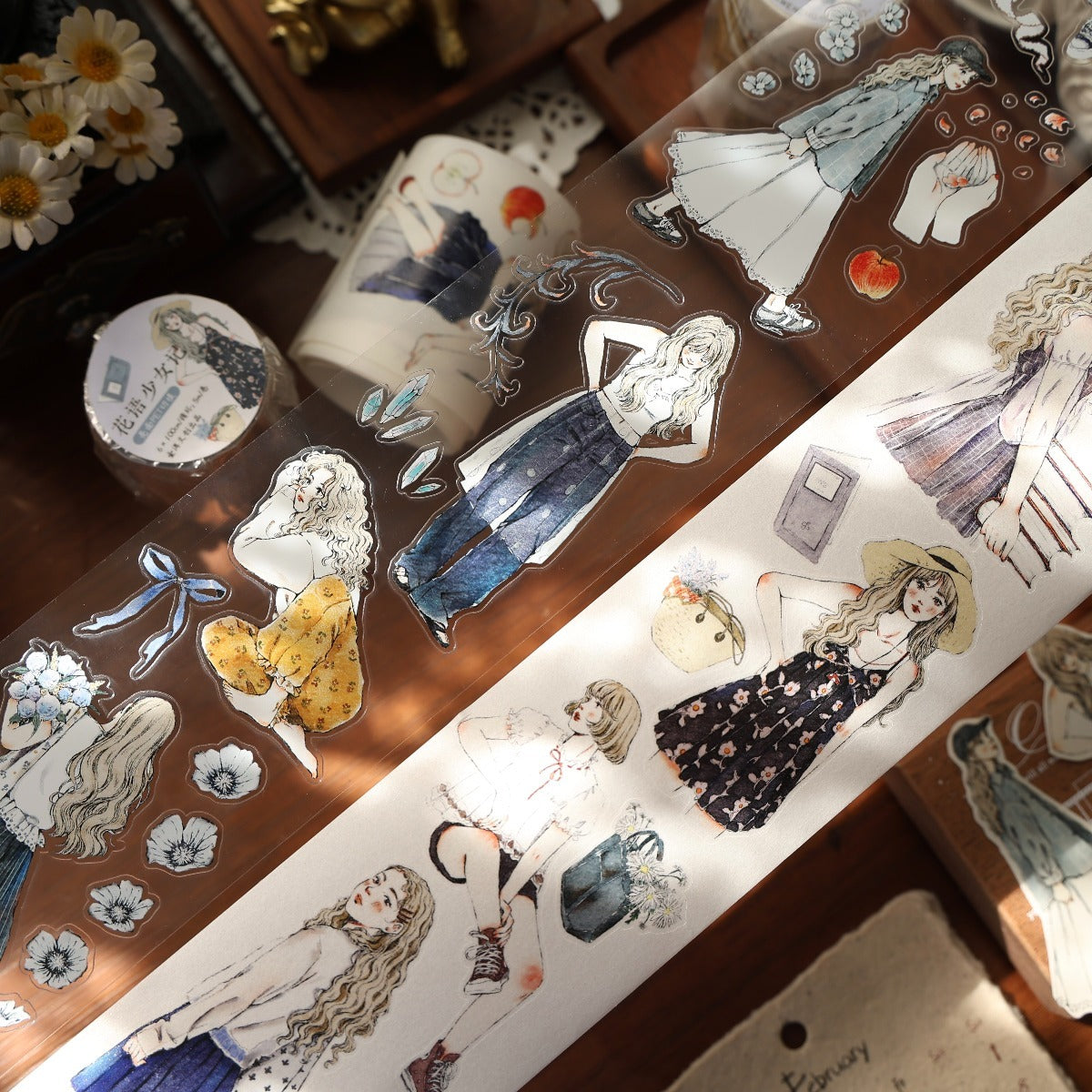 6cm*100cm Die-cutting Floral Maider Character Tape