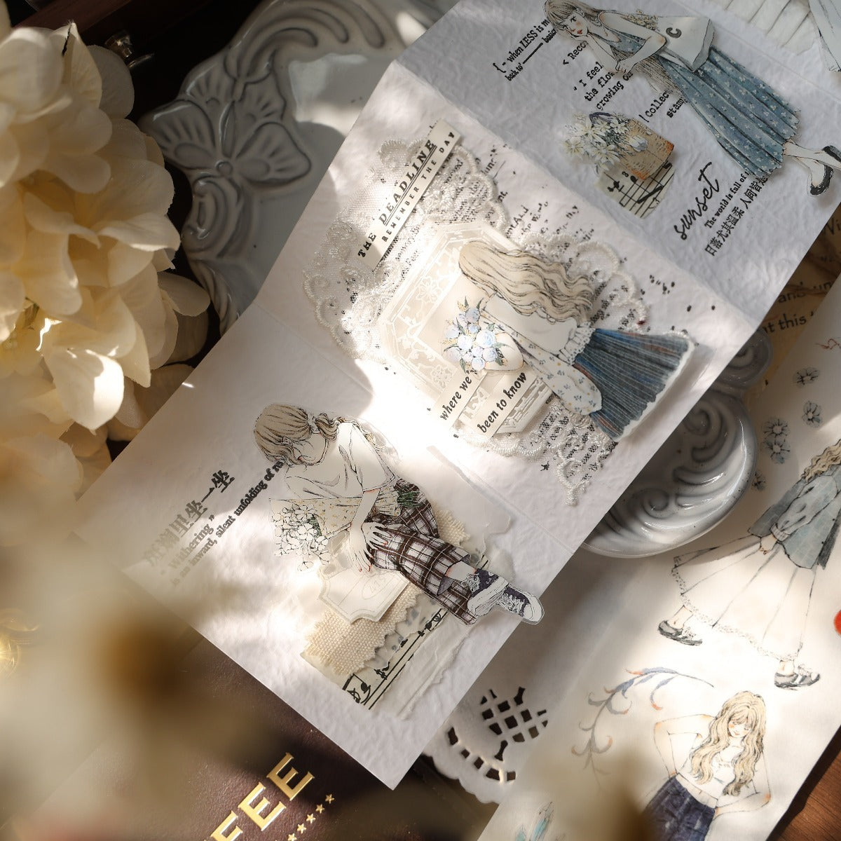 6cm*100cm Die-cutting Floral Maider Character Tape