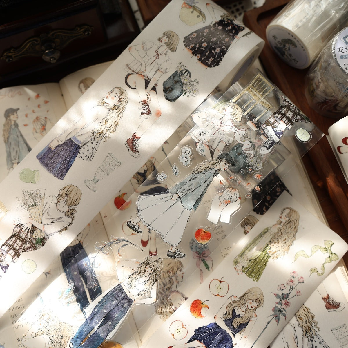 6cm*100cm Die-cutting Floral Maider Character Tape