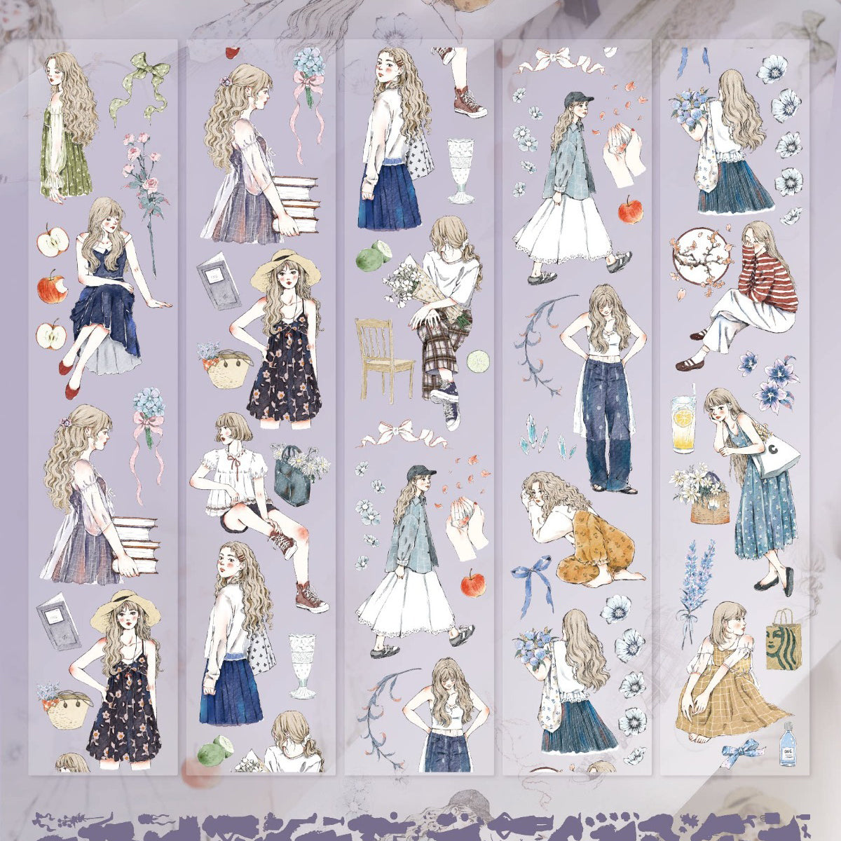 6cm*100cm Die-cutting Floral Maider Character Tape