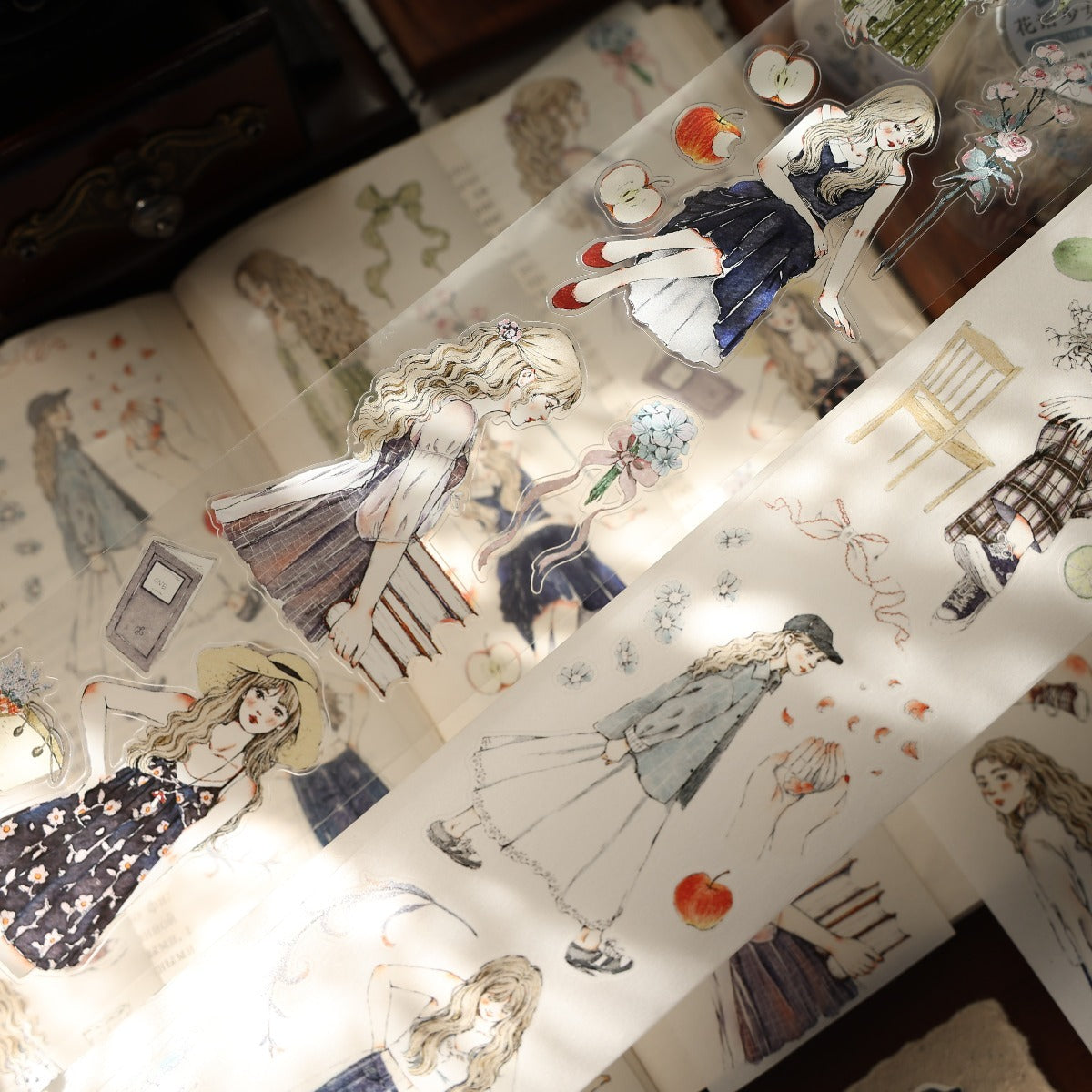 6cm*100cm Die-cutting Floral Maider Character Tape