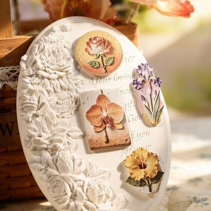 Floral Relief Sculpture Stickers 20pcs