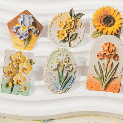 Floral Relief Sculpture Stickers 20pcs