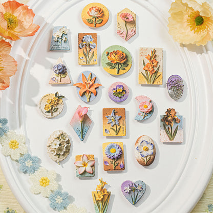 Floral Relief Sculpture Stickers 20pcs