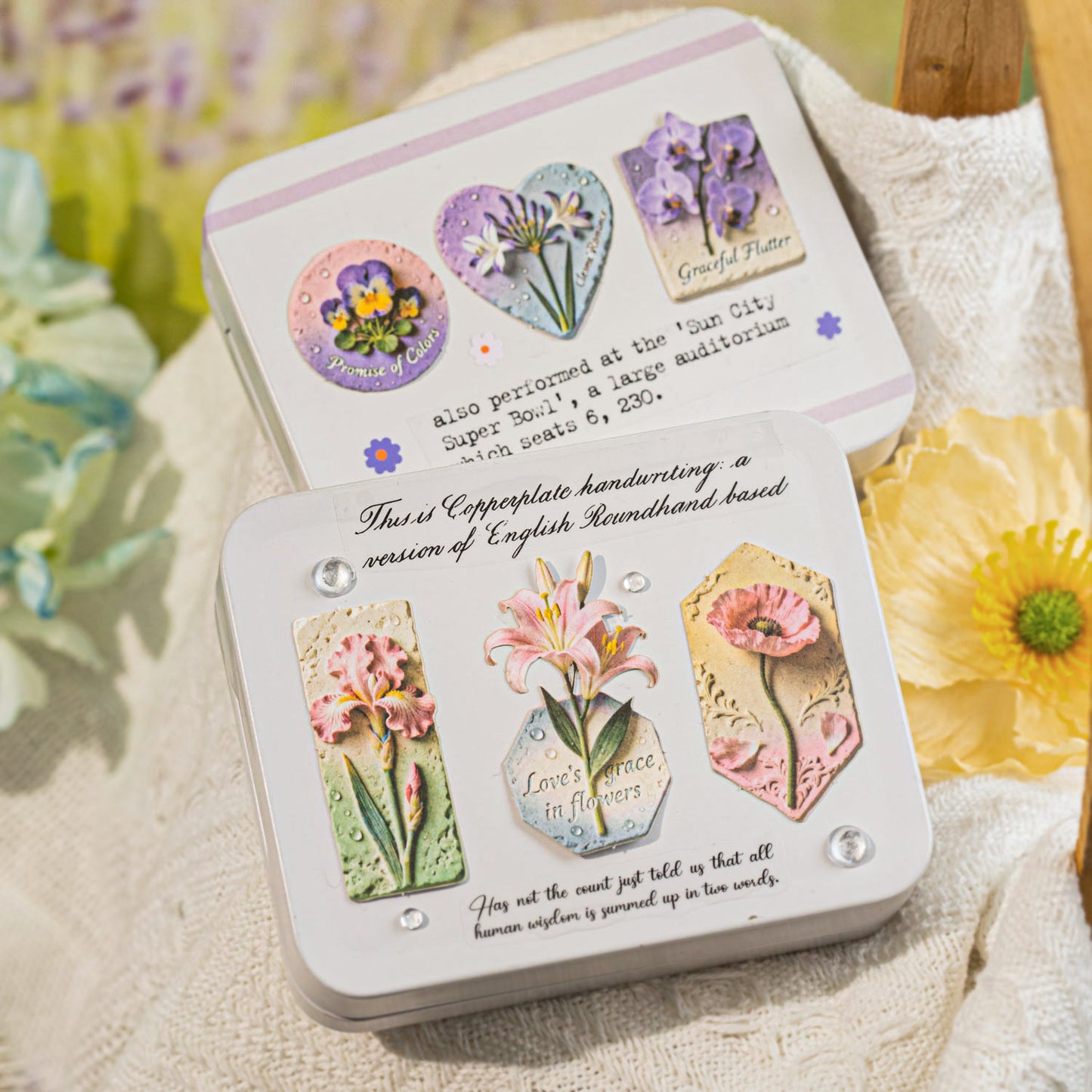 Floral Relief Sculpture Stickers 20pcs