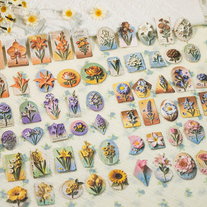 Floral Relief Sculpture Stickers 20pcs