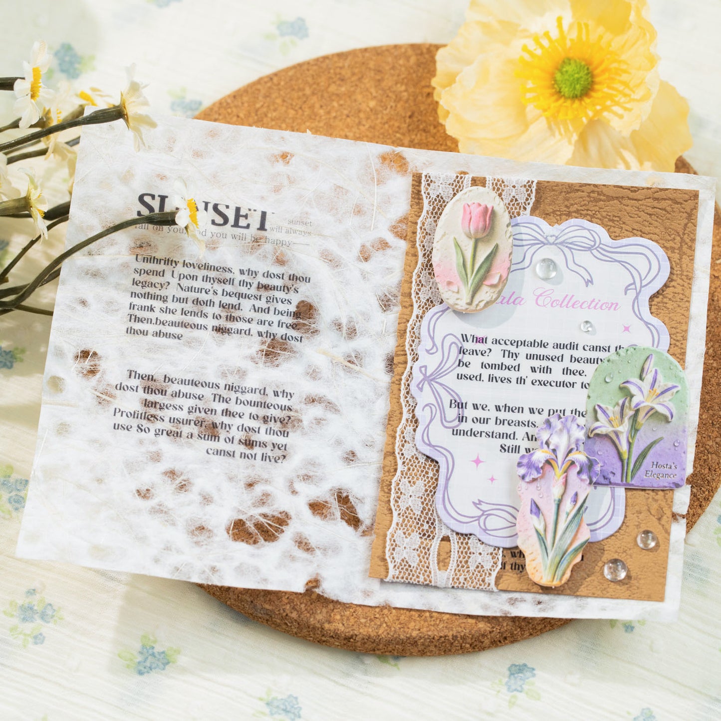 Floral Relief Sculpture Stickers 20pcs