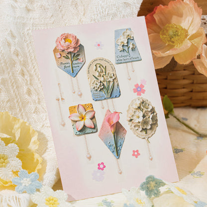 Floral Relief Sculpture Stickers 20pcs