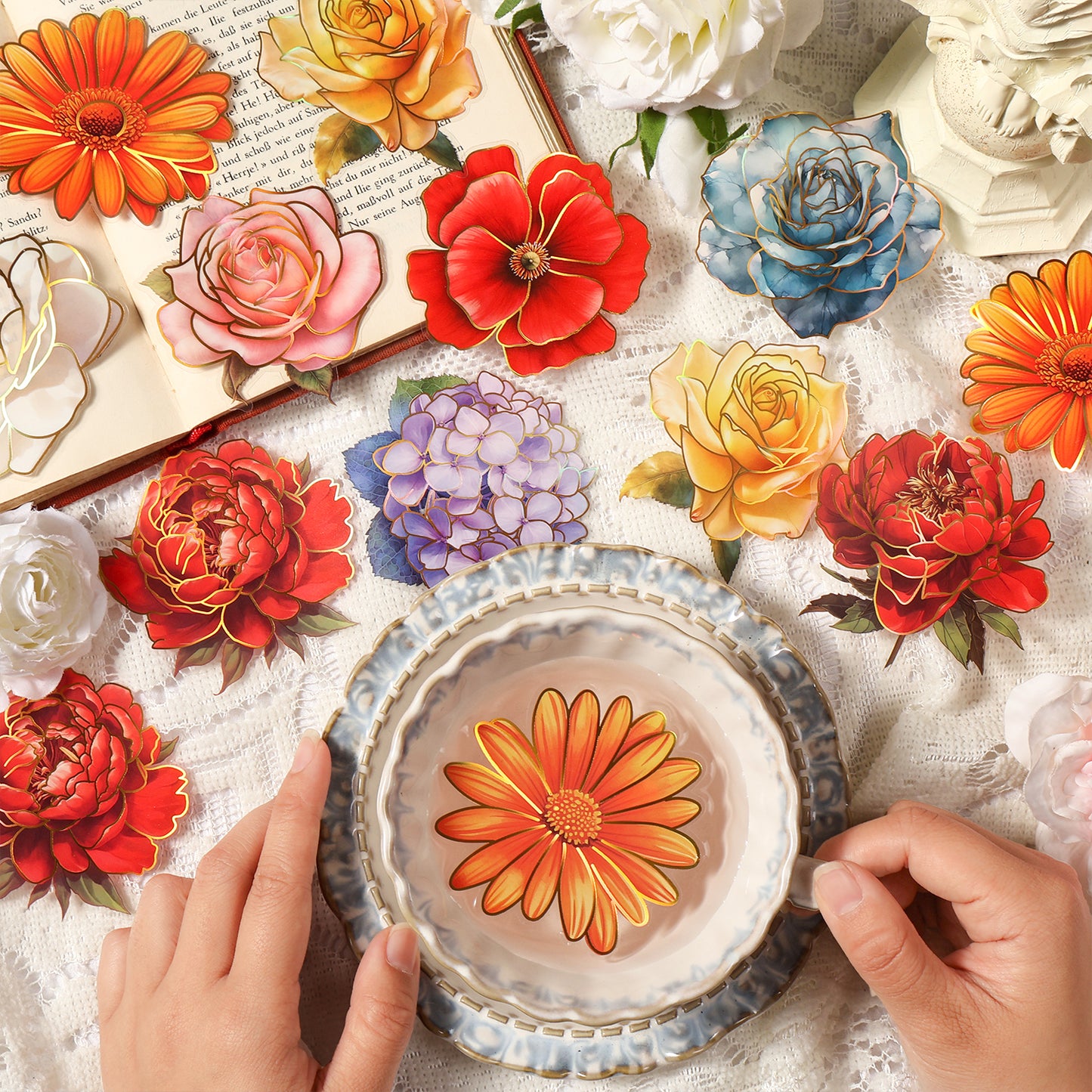 Floral Theme Journal Stickers 10pcs