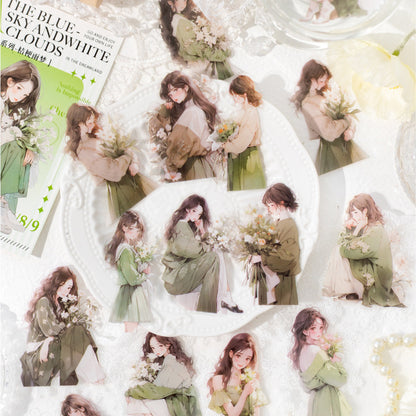 Flower And Girl Sticker 15pcs