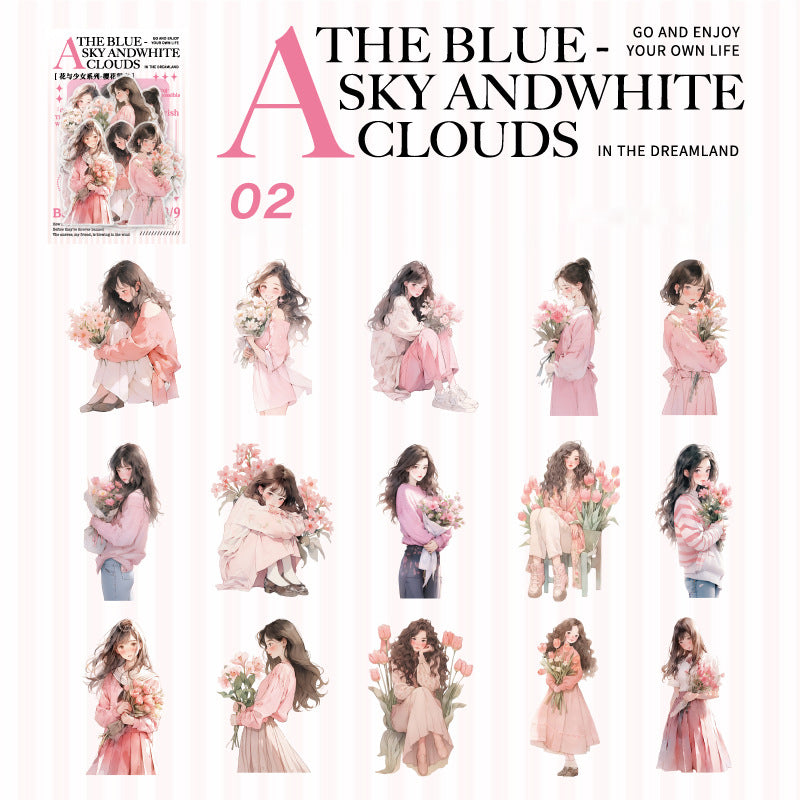 Flower And Girl Sticker 15pcs