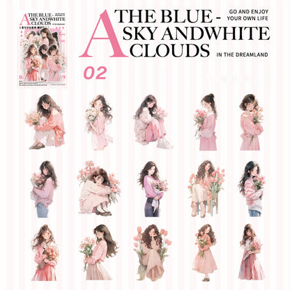 Flower And Girl Sticker 15pcs