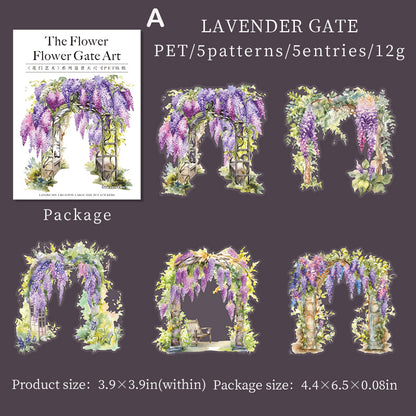 Flower Gate Art Sticker 5pcs