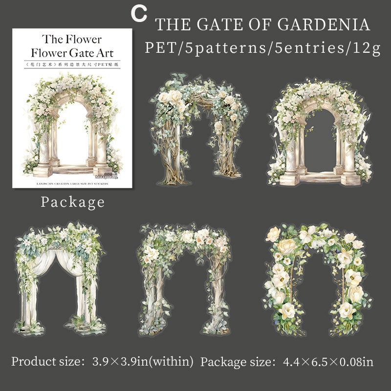 Flower Gate Art Sticker 5pcs