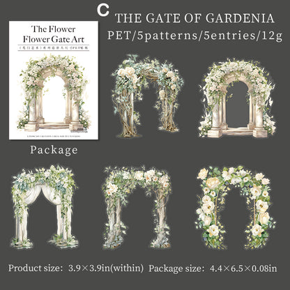 Flower Gate Art Sticker 5pcs