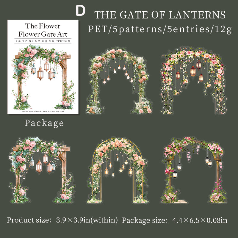 Flower Gate Art Sticker 5pcs