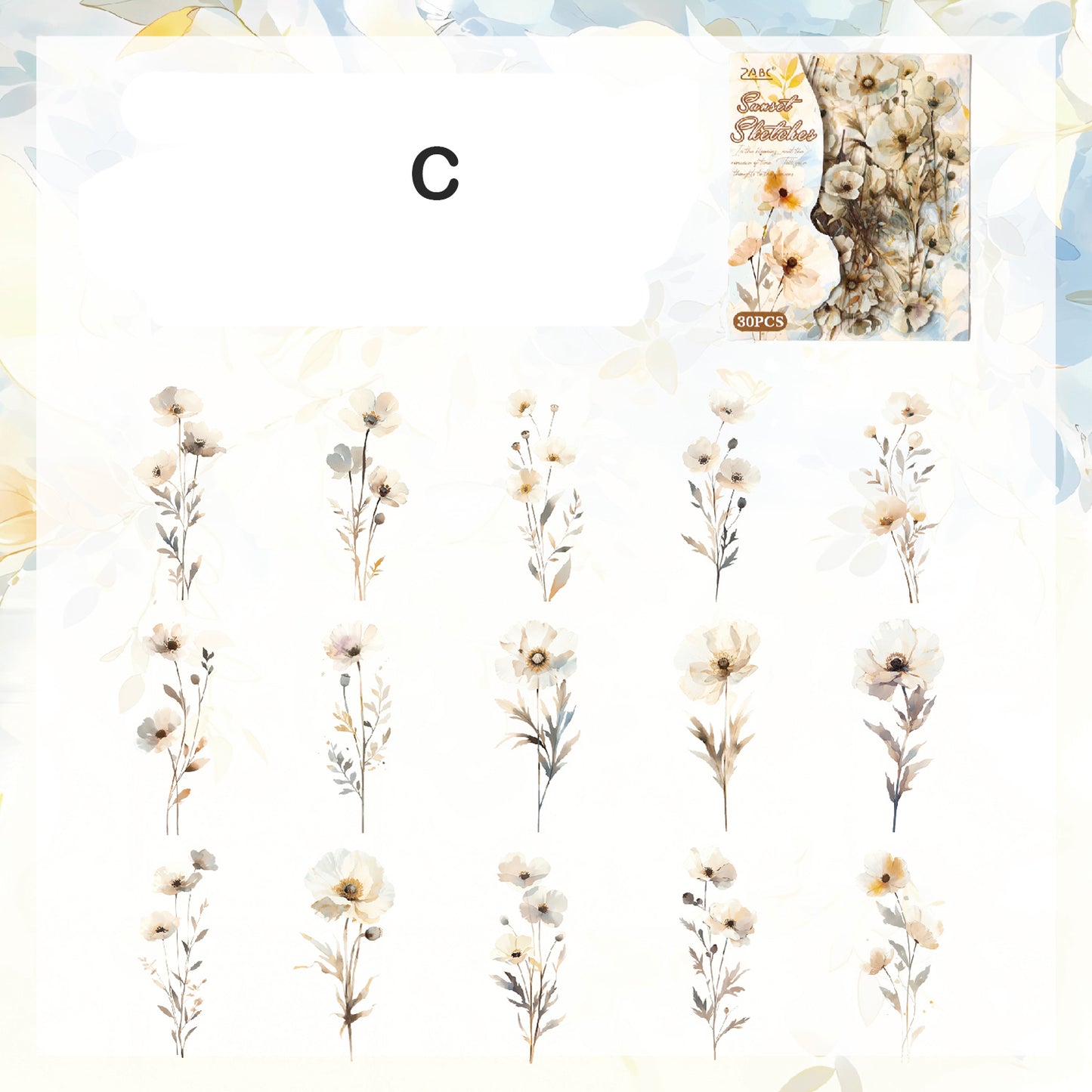 Flower Trade Wind Sticker 30pcs