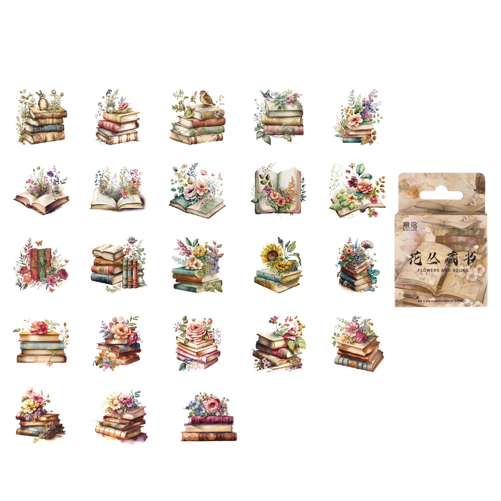 Flower and Books Stickers 46pcs