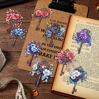 Flower and Secret Key Stickers 10pcs