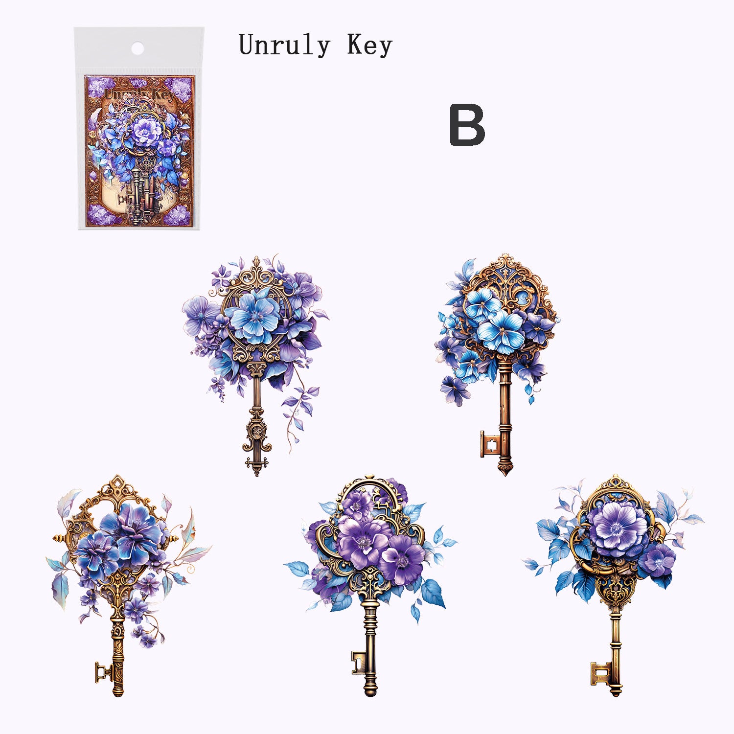 Flower and Secret Key Stickers 10pcs