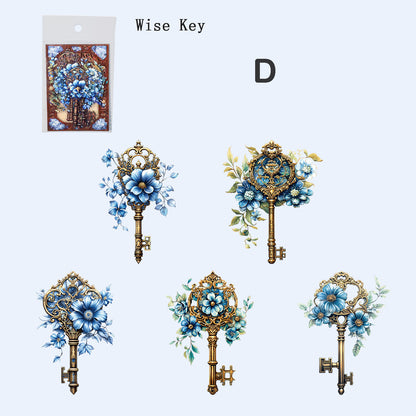 Flower and Secret Key Stickers 10pcs