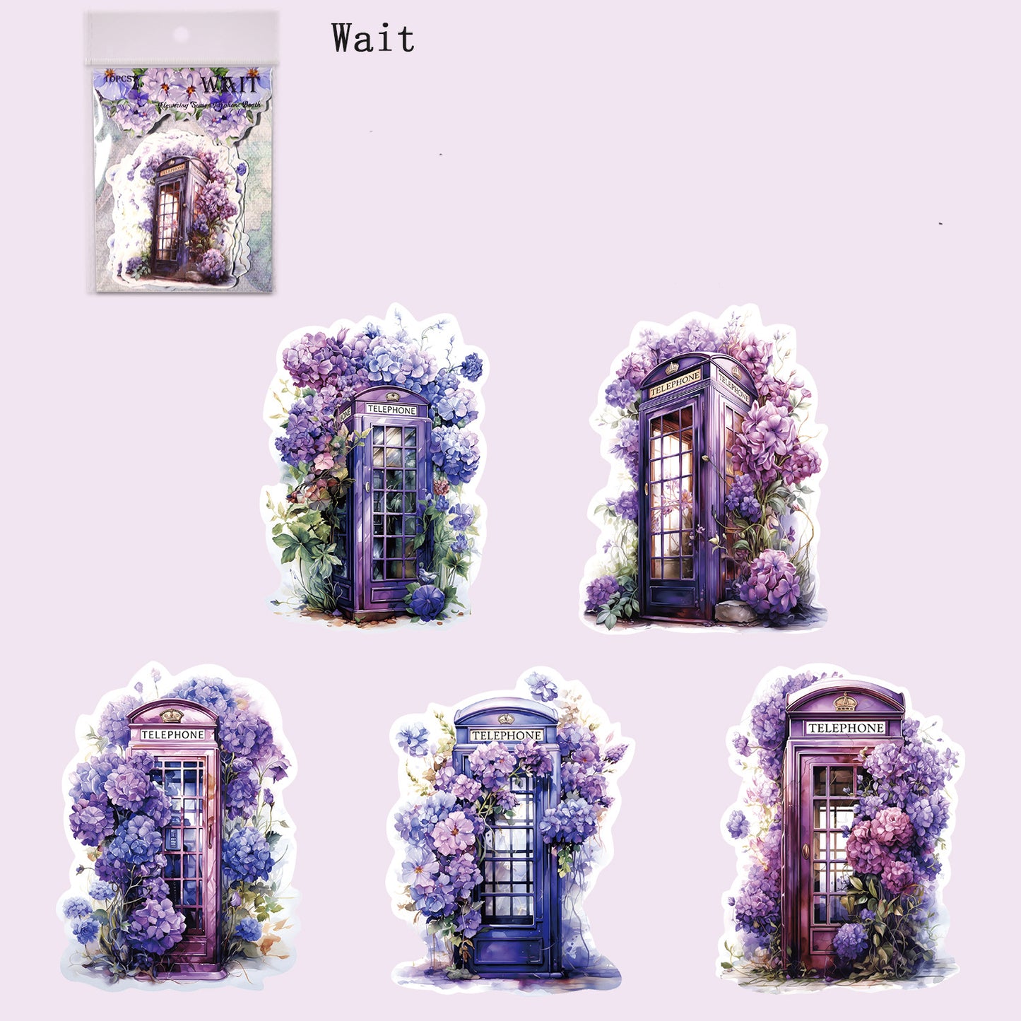 Flowering Season Telephone Booth Stickers 10pcs