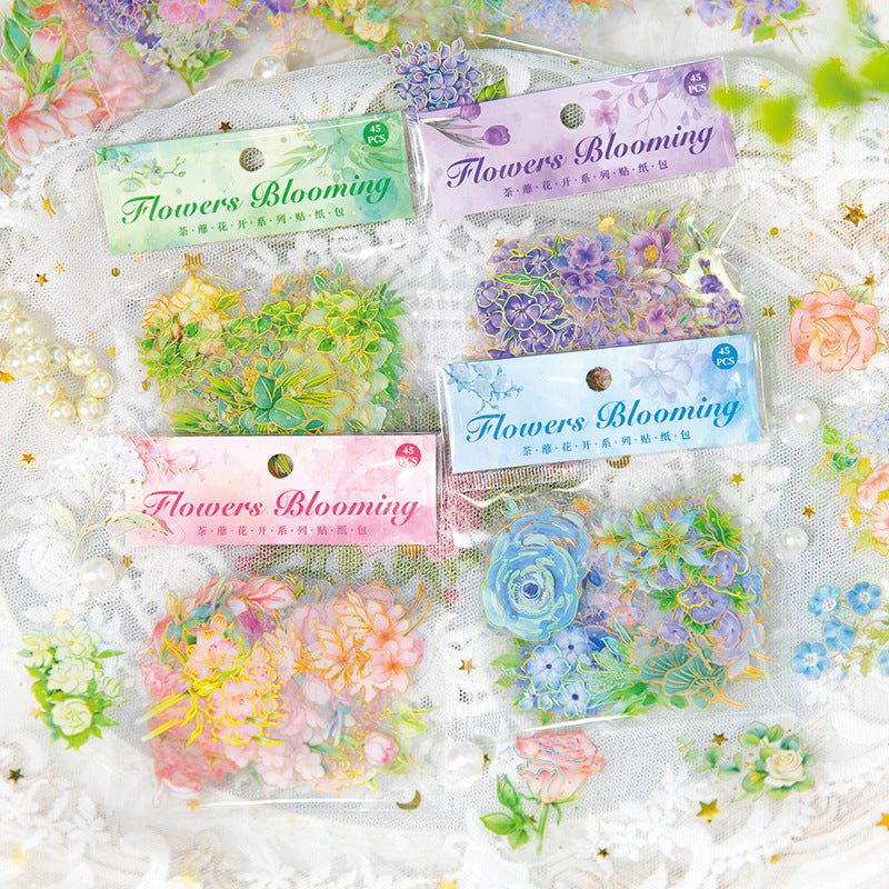 Flowers Blooming Stickers 45pcs