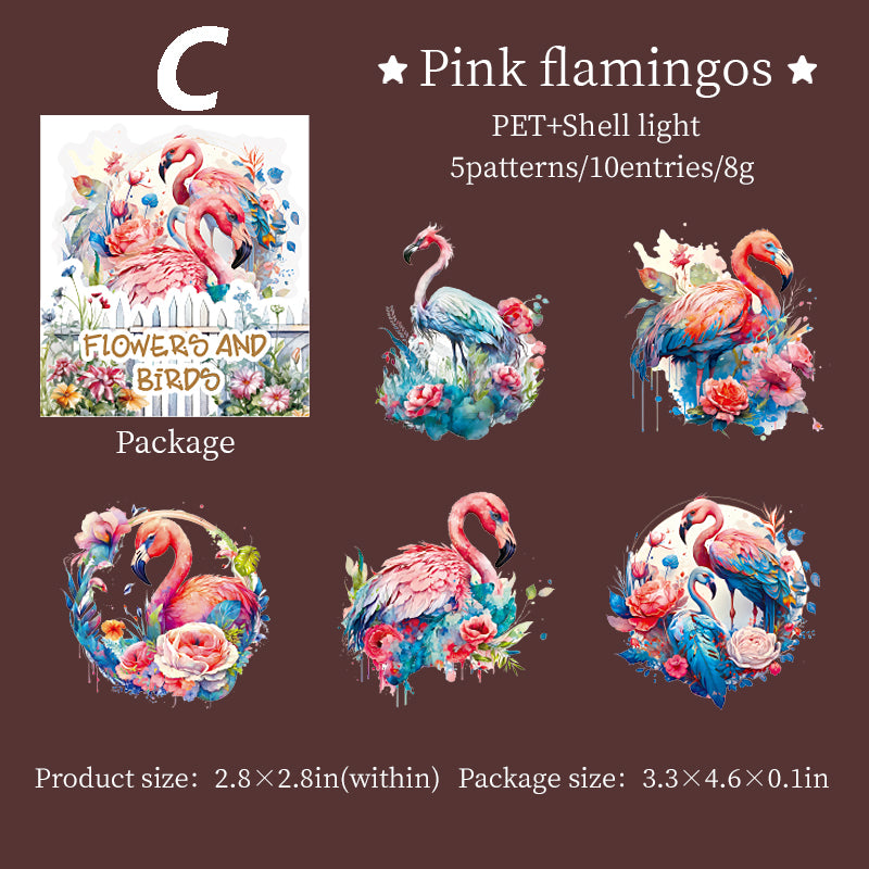 Flowers and Birds Stickers 10pcs