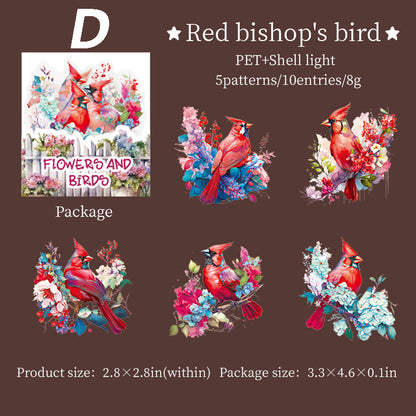 Flowers and Birds Stickers 10pcs