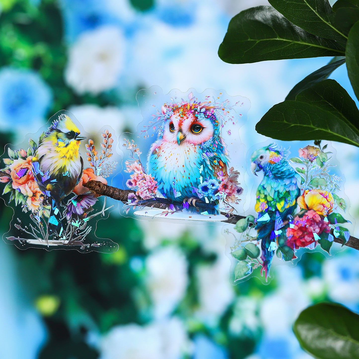 Flowers and Birds Stickers 10pcs