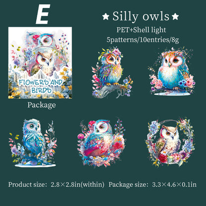Flowers and Birds Stickers 10pcs