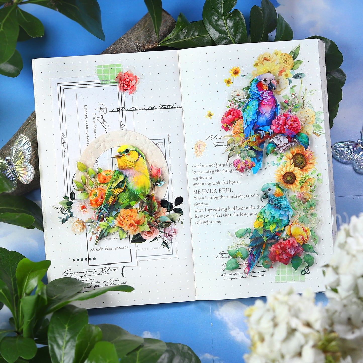 Flowers and Birds Stickers 10pcs