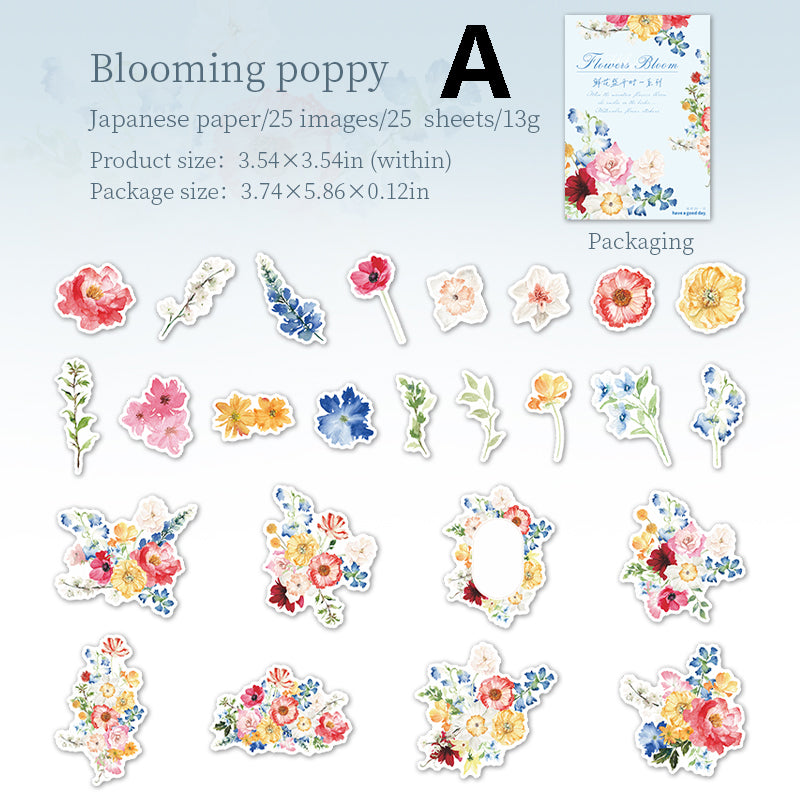 Flowers Bloom Sticker 25pcs