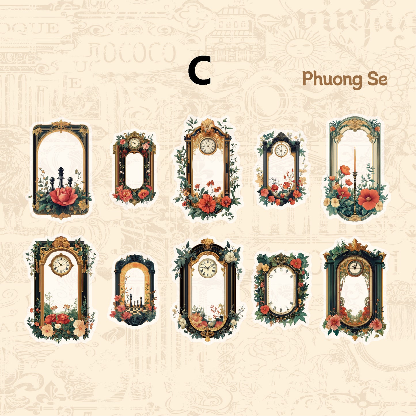 Flower Series Sticker Bag Sticker 10pcs