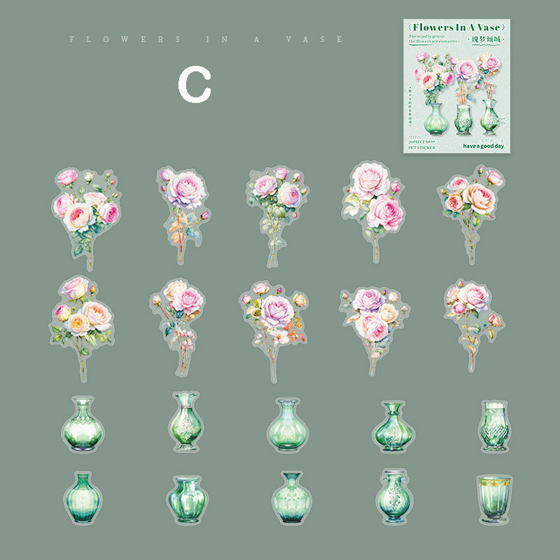 Flowers in Vase Stickers 20pcs