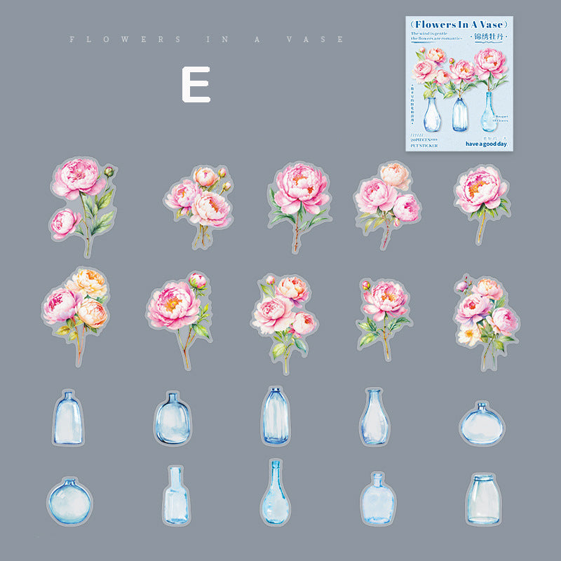 Flowers in Vase Stickers 20pcs