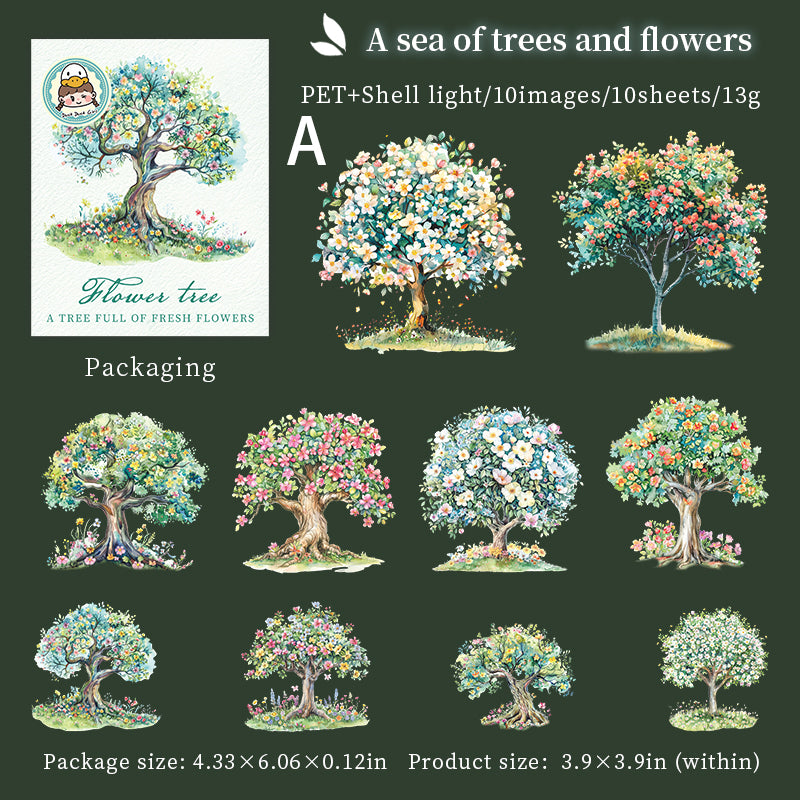 Flower Tree Sticker 10pcs