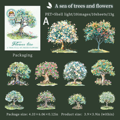 Flower Tree Sticker 10pcs