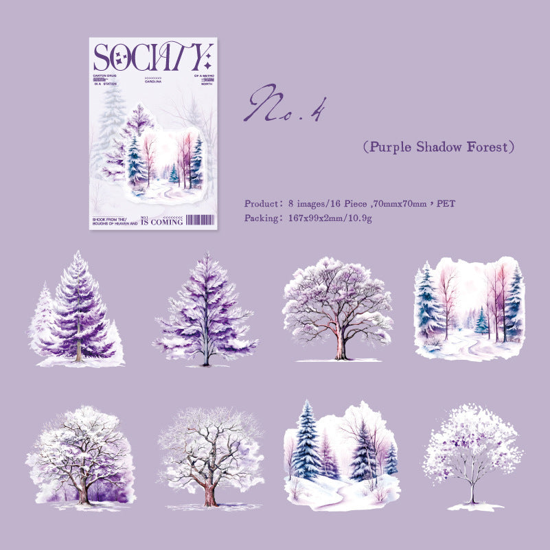 Forest Trees Stickers 16pcs