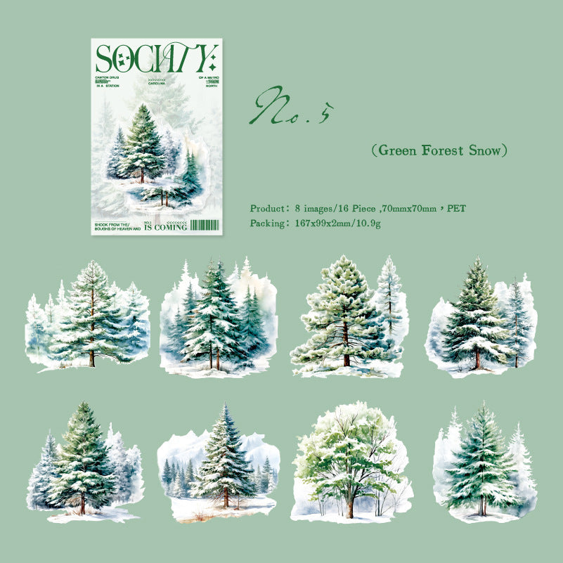 Forest Trees Stickers 16pcs