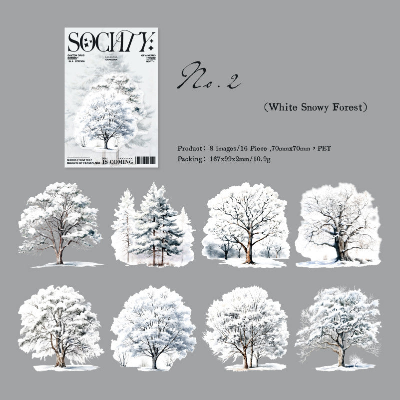 Forest Trees Stickers 16pcs