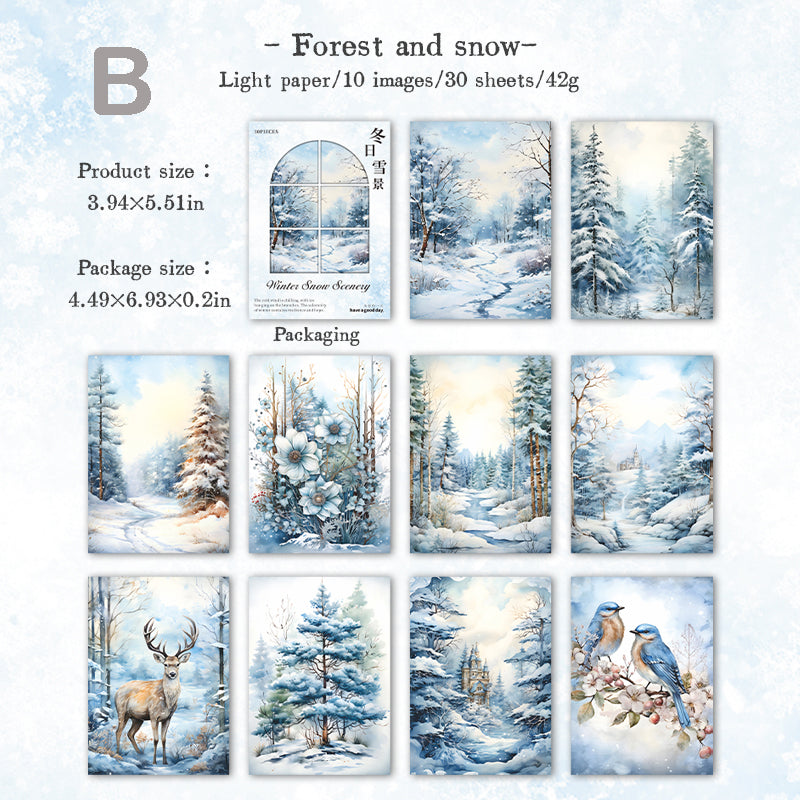 Winter Snow Scene Paper 30pcs