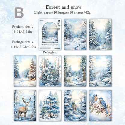 Winter Snow Scene Paper 30pcs