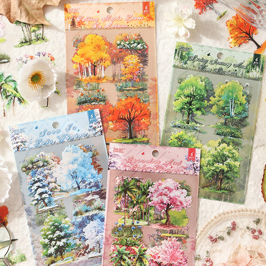 Four Seasons Tree Sticker 6pcs