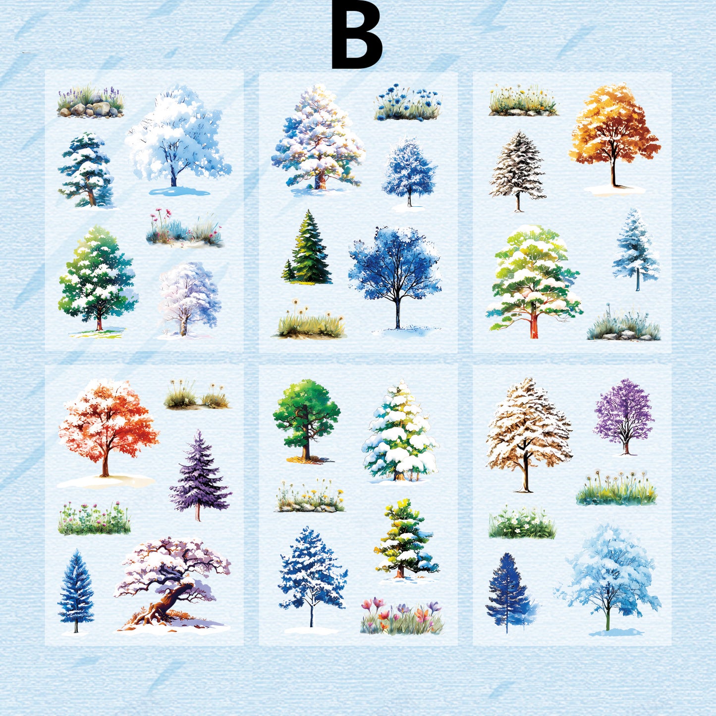 Four Seasons Tree Sticker 6pcs