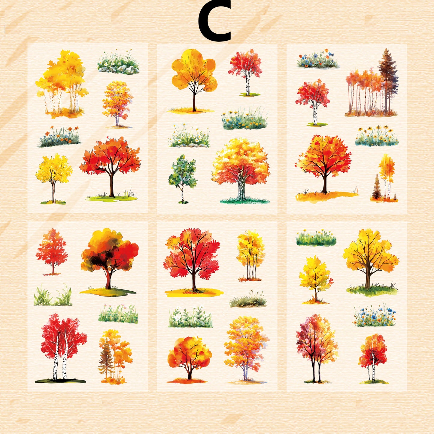 Four Seasons Tree Sticker 6pcs
