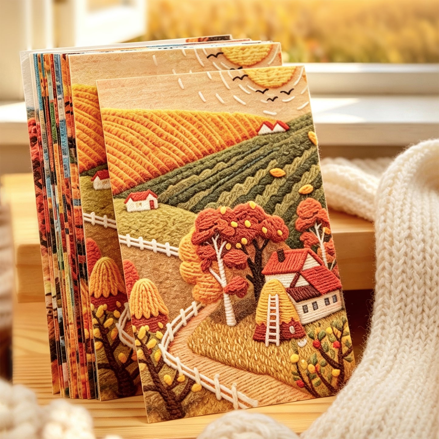 Four Woven Autumn Scenes Sticker 30pcs