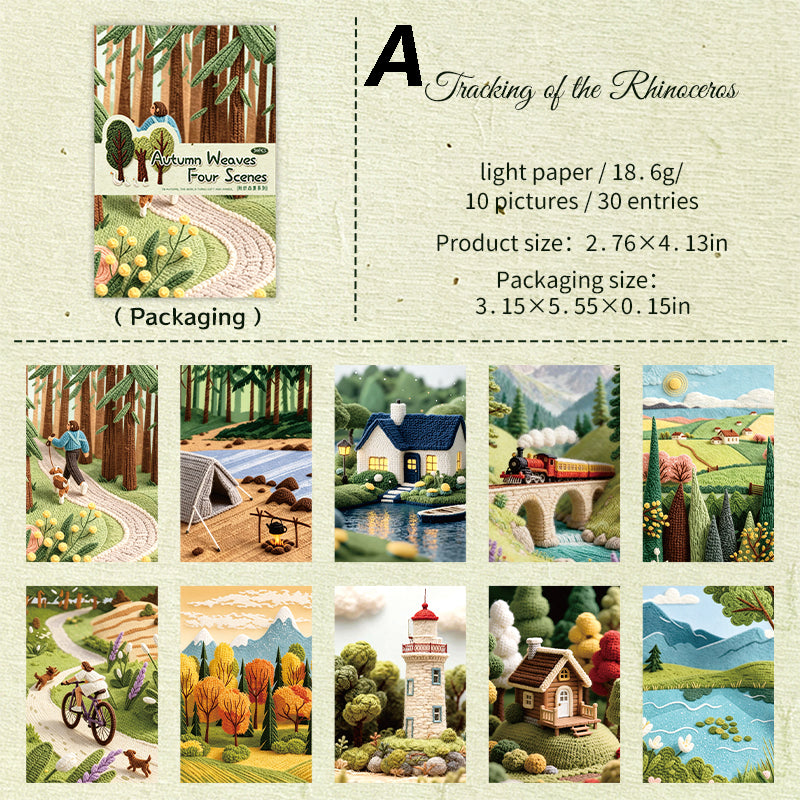 Four Woven Autumn Scenes Sticker 30pcs