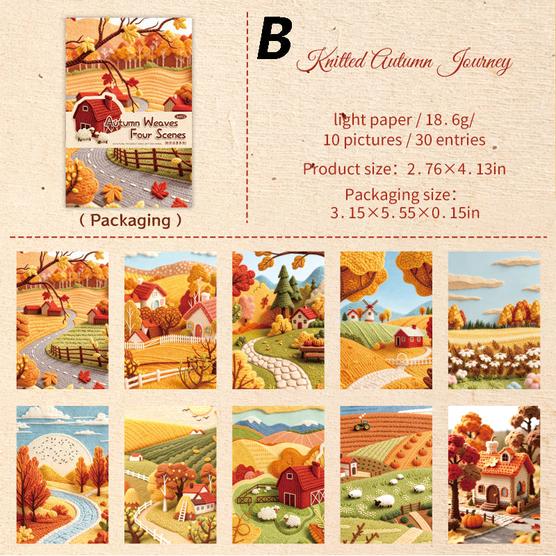 Four Woven Autumn Scenes Sticker 30pcs
